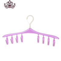 封后多功能8夹子防风晾晒架文胸内衣袜子架塑料防滑小孩衣架裤架家用