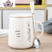 封后好看的杯子水杯女喝水杯可爱办公室水杯陶瓷杯带盖杯子陶瓷情侣杯马克杯