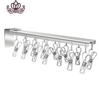 封后304不锈钢晾衣架多夹子阳台多功能家用晒内衣内裤袜子收纳架