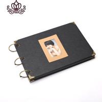 封后10寸复古牛皮纸DIY铁环手工黏贴影集牛皮卡活页相册可定制 黑色封面30张黑色内页