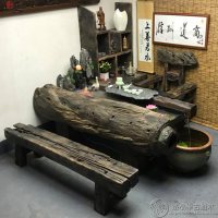 老船木流水茶桌茶台新中式茶几实木工夫茶道茶艺泡茶桌椅组合泡茶