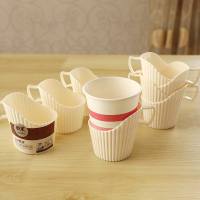 简约塑料杯托一次性杯杯架创意纸杯杯托盘家用隔热带手柄茶杯架