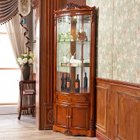 美式转角柜子储物柜实木酒柜弧形三角柜墙角酒柜客厅角柜三角形