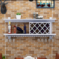 实木壁挂式红酒架吧台展示架欧美式新款裂纹漆酒柜客厅餐厅置物架