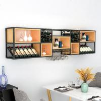 家用酒柜酒架壁挂式实木格子红酒置物架餐厅简约墙上菱形展示酒架