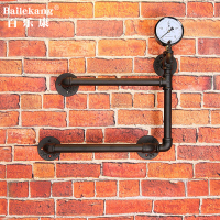 餐厅复古工业风水管酒吧酒杯架墙面墙上装饰架酒架展示架带水压表