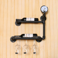 餐厅复古工业风水管酒吧酒杯架墙面墙上装饰架酒架展示架带水压表