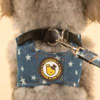 (牛仔背心+牵引绳)可爱宠物狗狗牛仔背心牵引绳泰迪比熊小狗狗绳子宠物中小型犬遛狗绳胸背带宠物用品出行牵引带