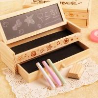 创意可爱铅笔盒多功能木制DIY小黑板抽屉文具盒学生木质收纳盒生活日用家庭清洁生活日用收纳用品收纳盒子