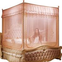 蚊帐三开门不锈钢坐床式拉链1.5m床蒙古包1.8m米床双人床家用蚊帐时尚创意床上用品加密加厚防蚊纯色蚊帐