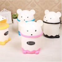 卡通熊猫桌面垃圾桶摇盖式塑料家用创意卫生间可爱卡通迷你翻盖小垃圾筒纯色糖果色收纳用品生活日用收纳桶子