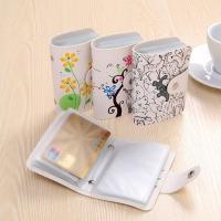 [24卡位]简约竖款彩印可爱卡通女士卡包男士通用多卡位卡套多用途装银行卡卡片包搭扣卡片收纳用品动物图案收纳小包