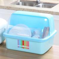 加厚2层碗柜塑料带盖箱餐具沥水架厨房置物架碗筷收纳盒放碗架碗碟架盘子家居家用纯色简约生活日用收纳用品