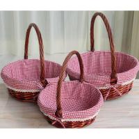 水果篮子手提藤编柳编圆形采摘礼品道具购物篮礼品篮打果篮多色多款多功能生活日用收纳用品时尚创意简约收纳篮