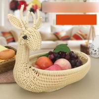 水果篮藤编家用水果盘创意客厅收纳筐面包篮蔬菜糖果盘子点心篮子生活日用家居家庭清洁收纳整理用品收纳篮