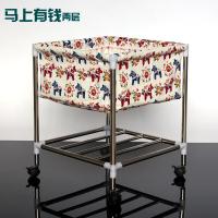 大号不锈钢脏衣篮无盖收纳篓带滑轮