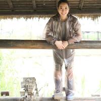 PVC海螺纹咖啡户外劳保建筑水产渔业高弹分体雨衣