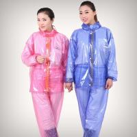 PVC水晶透明分体雨衣雨裤套装
