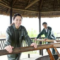 PVC海螺纹深绿户外劳动劳保建筑水产渔业高弹分体雨衣