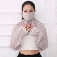 春夏防晒口罩冰丝披肩袖套三合一女士骑车防尘薄款透气口罩