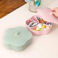 小麦秸秆梅花型分格零食瓜果盘 糖果盘干果盒 分类盘24*7cm