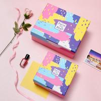 水彩涂鸦小清新礼品盒多彩婚礼伴手礼大号正方形包装盒盒子礼物盒- 大号+通用礼品袋