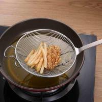 不锈钢漏勺火锅线漏家用油炸捞饺器麻辣烫捞面过滤漏勺双挂钩-大号[直径17cm]
