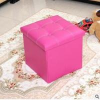 折叠收纳凳可坐搁脚矮櫈皮革换鞋凳穿鞋墩子沙发凳子正方形储物凳