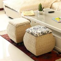 田园藤草收纳凳简约欧式储物凳门厅换鞋凳玩具衣物整理箱沙发搁脚