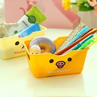 可爱卡通印花小熊长方形收纳盒迷你桌面杂物整理盒加厚塑料置物盒