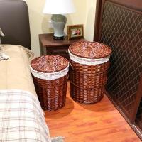 新品田园藤编柳编特大脏衣篓衣物收纳蓝收纳箱收纳桶带盖