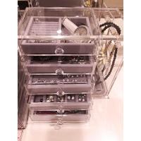 muji亚克力收拾珠宝首饰收纳盒简约耳环耳钉发卡多层百宝箱小