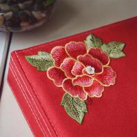 牡丹新中式东方文艺绣花带锁首饰盒化妆盒单双层大收纳盒新婚礼物