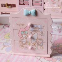 三丽鸥sanrio美乐蒂首饰盒饰品收纳盒木质桌面整理盒摆件小柜子