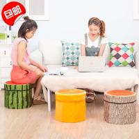 过欧标创意卡通水果收纳凳可折叠可坐人玩具收纳箱大容量储物凳子