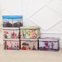 古典欧美风加长版收纳凳时尚客厅换鞋凳整理箱 可折叠印花储物凳