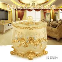 欧式创意客厅卧室家用桌面垃圾收纳桶树脂圆形有无盖非脚踏垃圾桶