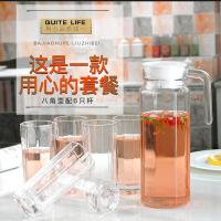 凉水壶套装耐高温冷水壶家用玻璃水壶耐热大容量凉水杯6只装防爆