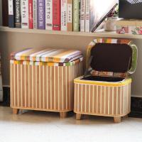 田园竹编收纳凳子储物凳简约实木换鞋凳沙发凳儿童玩具可坐整理箱