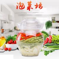 玻璃腌菜坛子四川泡菜坛子玻璃加厚密封圆口腌菜缸腌蛋罐多色多款多功能生活日用收纳用品时尚创意简约收纳柜