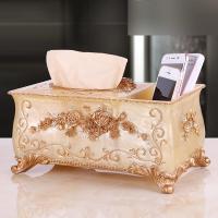 多功能纸巾盒欧式遥控器桌面收纳盒创意树脂抽纸盒客厅纸巾筒收纳盒生活日用家居家庭清洁收纳整理用品收纳盒