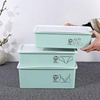 可加厚有盖塑料桌面文胸袜子内裤整理储物收纳箱内衣收纳盒多功能生活日用收纳用品时尚创意简约加厚带盖收纳盒