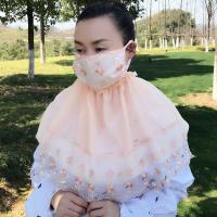 防晒口罩护颈女夏季薄款蕾丝户外骑行长款透气遮阳面罩外层性感蕾丝内层薄棉护颈面时尚创意生活日用日常防护口罩