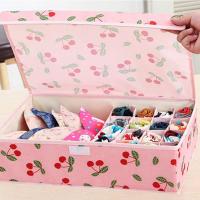 可折叠13格内衣收纳盒布艺家用整理箱牛津布装袜子内裤文胸收纳箱有盖可爱印花生活日用家居收纳用品收纳盒