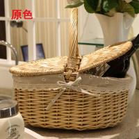 柳编野餐篮子带盖收纳篮婴儿田园手提筐 藤编储物筐水果篮礼品篮多色多款多功能生活日用收纳用品时尚创意简约收纳篮
