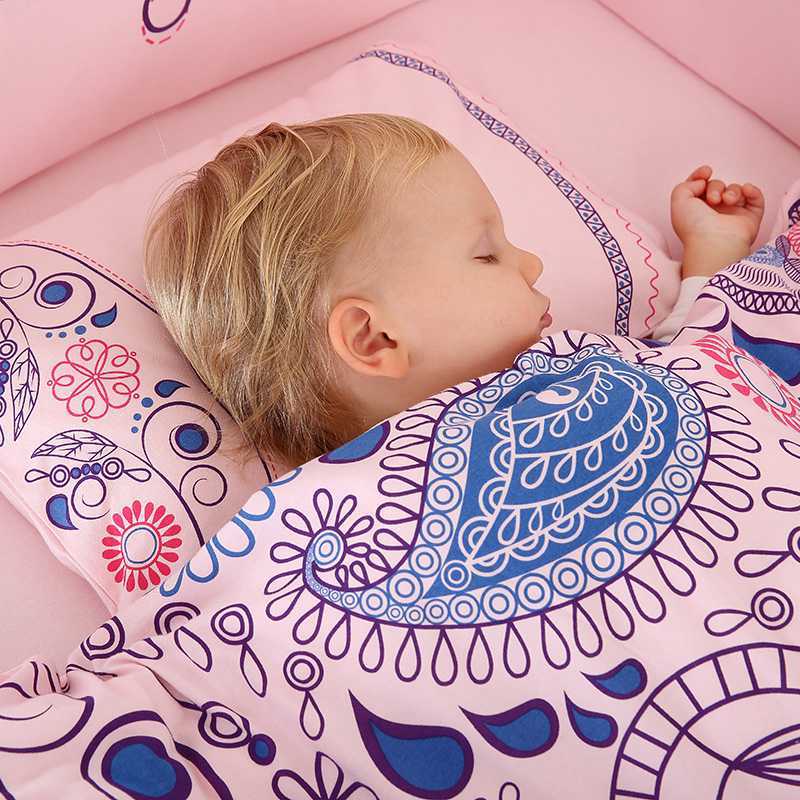 龙之涵[LONGZHIHAN] 婴儿床上用品套件全棉宝宝床围纯手工棉花宝宝床床单被罩枕头7件套 105*60cm