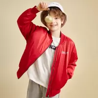 龙之涵(LONGZHIHAN)儿童棒球服秋冬棉衣新年红色外罩男女童2021年新款加厚棉服