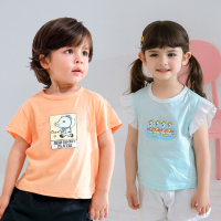 龙之涵(LONGZHIHAN)儿童圆领T恤春夏装男童短袖卡通上衣女童可通T恤