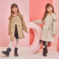 龙之涵(LONGZHIHAN)女童风衣新款儿童外套春秋装中大童英伦风洋气中长款上衣外套潮