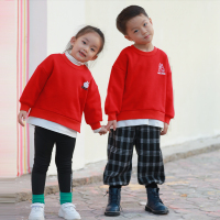 龙之涵(LONGZHIHAN)儿童加绒卫衣春秋季2021新款卡通百搭假两件上衣套头衫